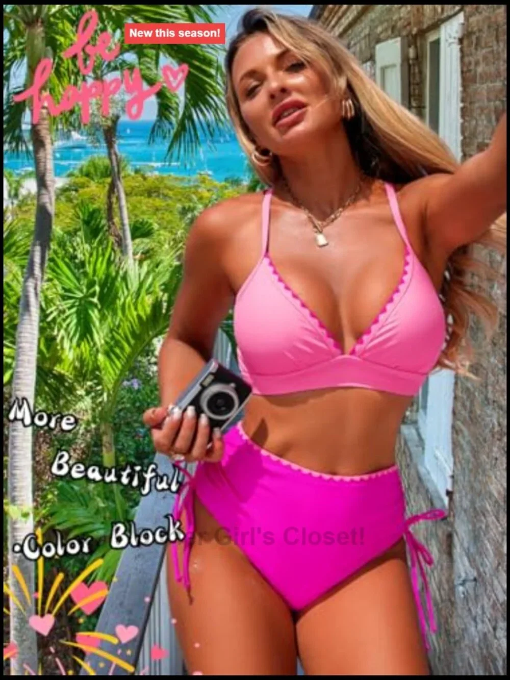 High Waisted Bikini Set Tummy Control Full Coverage Swimwear for Beach Vacation
